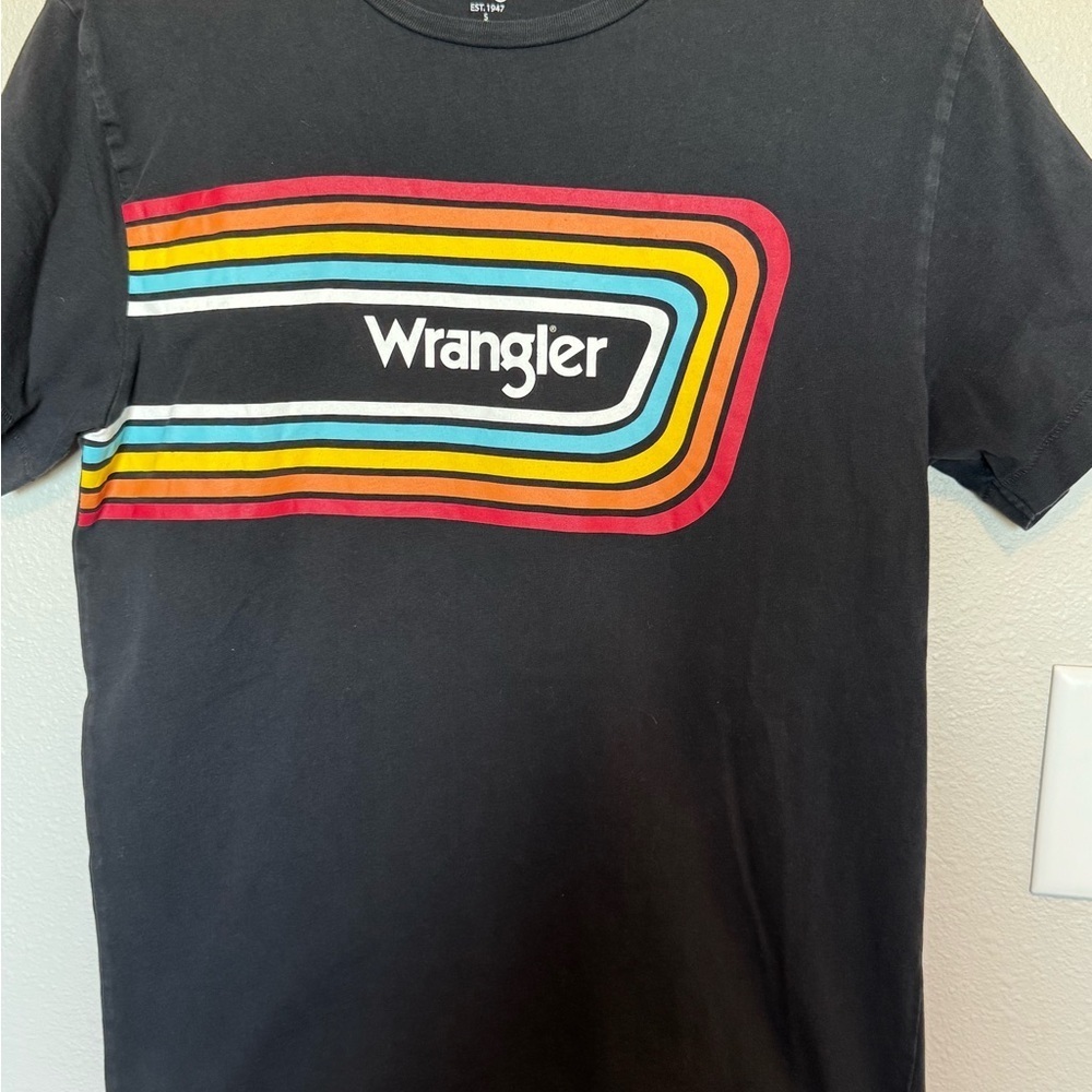 Wrangler Men's Black Tee with Retro Stripes
